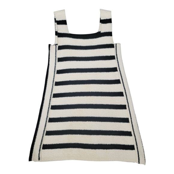 Zara Black and White Short Dress Knitted‎ Sleeveless Square Neck Women's Medium - Picture 2 of 7